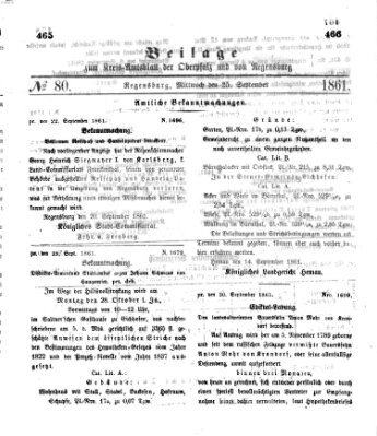 Königlich-bayerisches Kreis-Amtsblatt der Oberpfalz und von Regensburg (Königlich bayerisches Intelligenzblatt für die Oberpfalz und von Regensburg) Mittwoch 25. September 1861