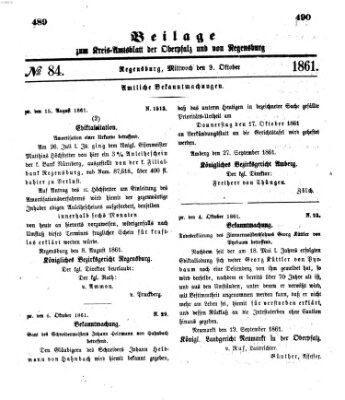 Königlich-bayerisches Kreis-Amtsblatt der Oberpfalz und von Regensburg (Königlich bayerisches Intelligenzblatt für die Oberpfalz und von Regensburg) Mittwoch 9. Oktober 1861