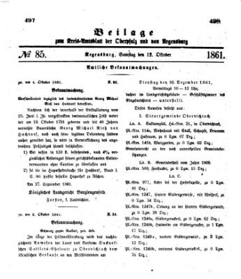 Königlich-bayerisches Kreis-Amtsblatt der Oberpfalz und von Regensburg (Königlich bayerisches Intelligenzblatt für die Oberpfalz und von Regensburg) Samstag 12. Oktober 1861