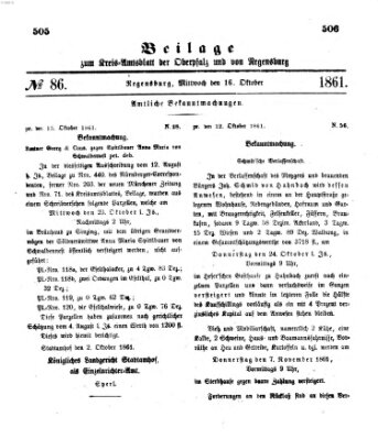 Königlich-bayerisches Kreis-Amtsblatt der Oberpfalz und von Regensburg (Königlich bayerisches Intelligenzblatt für die Oberpfalz und von Regensburg) Mittwoch 16. Oktober 1861