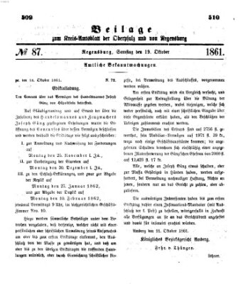 Königlich-bayerisches Kreis-Amtsblatt der Oberpfalz und von Regensburg (Königlich bayerisches Intelligenzblatt für die Oberpfalz und von Regensburg) Samstag 19. Oktober 1861