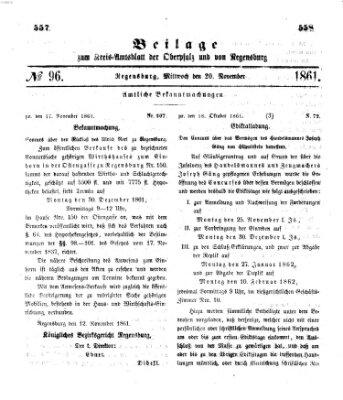 Königlich-bayerisches Kreis-Amtsblatt der Oberpfalz und von Regensburg (Königlich bayerisches Intelligenzblatt für die Oberpfalz und von Regensburg) Mittwoch 20. November 1861