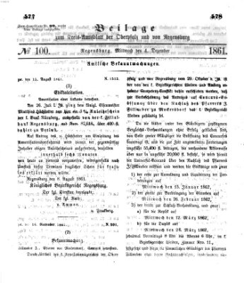 Königlich-bayerisches Kreis-Amtsblatt der Oberpfalz und von Regensburg (Königlich bayerisches Intelligenzblatt für die Oberpfalz und von Regensburg) Mittwoch 4. Dezember 1861