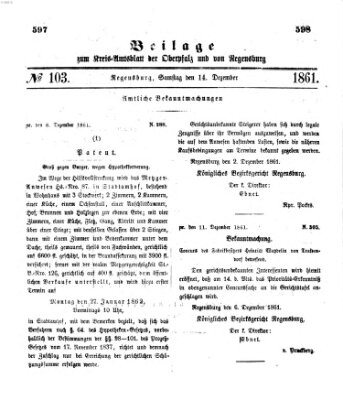 Königlich-bayerisches Kreis-Amtsblatt der Oberpfalz und von Regensburg (Königlich bayerisches Intelligenzblatt für die Oberpfalz und von Regensburg) Samstag 14. Dezember 1861