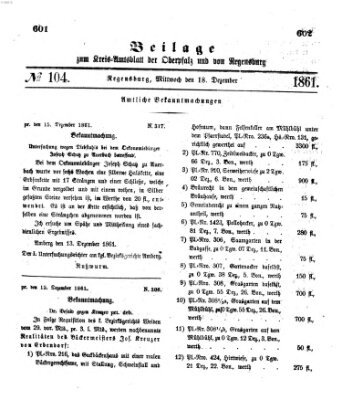 Königlich-bayerisches Kreis-Amtsblatt der Oberpfalz und von Regensburg (Königlich bayerisches Intelligenzblatt für die Oberpfalz und von Regensburg) Mittwoch 18. Dezember 1861