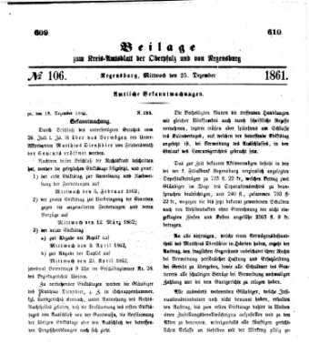 Königlich-bayerisches Kreis-Amtsblatt der Oberpfalz und von Regensburg (Königlich bayerisches Intelligenzblatt für die Oberpfalz und von Regensburg) Mittwoch 25. Dezember 1861