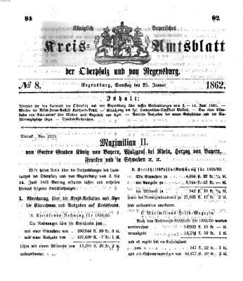 Königlich-bayerisches Kreis-Amtsblatt der Oberpfalz und von Regensburg (Königlich bayerisches Intelligenzblatt für die Oberpfalz und von Regensburg) Samstag 25. Januar 1862