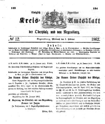 Königlich-bayerisches Kreis-Amtsblatt der Oberpfalz und von Regensburg (Königlich bayerisches Intelligenzblatt für die Oberpfalz und von Regensburg) Mittwoch 5. Februar 1862