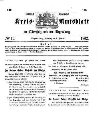 Königlich-bayerisches Kreis-Amtsblatt der Oberpfalz und von Regensburg (Königlich bayerisches Intelligenzblatt für die Oberpfalz und von Regensburg) Samstag 8. Februar 1862