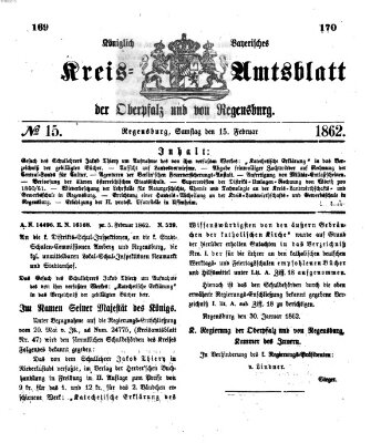 Königlich-bayerisches Kreis-Amtsblatt der Oberpfalz und von Regensburg (Königlich bayerisches Intelligenzblatt für die Oberpfalz und von Regensburg) Samstag 15. Februar 1862