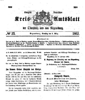 Königlich-bayerisches Kreis-Amtsblatt der Oberpfalz und von Regensburg (Königlich bayerisches Intelligenzblatt für die Oberpfalz und von Regensburg) Samstag 8. März 1862