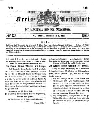 Königlich-bayerisches Kreis-Amtsblatt der Oberpfalz und von Regensburg (Königlich bayerisches Intelligenzblatt für die Oberpfalz und von Regensburg) Mittwoch 9. April 1862