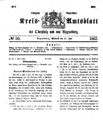 Königlich-bayerisches Kreis-Amtsblatt der Oberpfalz und von Regensburg (Königlich bayerisches Intelligenzblatt für die Oberpfalz und von Regensburg) Mittwoch 11. Juni 1862