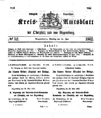 Königlich-bayerisches Kreis-Amtsblatt der Oberpfalz und von Regensburg (Königlich bayerisches Intelligenzblatt für die Oberpfalz und von Regensburg) Samstag 14. Juni 1862