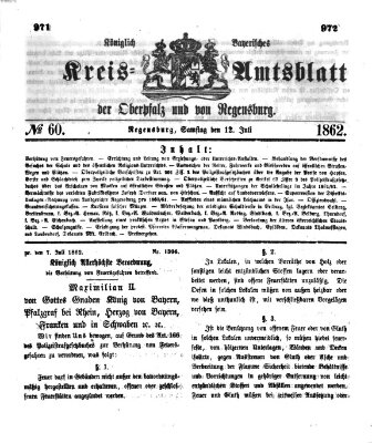 Königlich-bayerisches Kreis-Amtsblatt der Oberpfalz und von Regensburg (Königlich bayerisches Intelligenzblatt für die Oberpfalz und von Regensburg) Samstag 12. Juli 1862