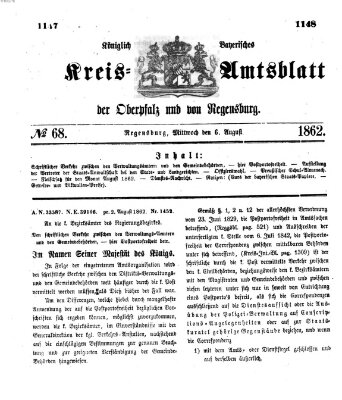 Königlich-bayerisches Kreis-Amtsblatt der Oberpfalz und von Regensburg (Königlich bayerisches Intelligenzblatt für die Oberpfalz und von Regensburg) Mittwoch 6. August 1862