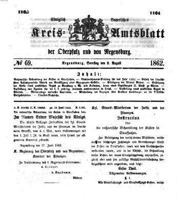 Königlich-bayerisches Kreis-Amtsblatt der Oberpfalz und von Regensburg (Königlich bayerisches Intelligenzblatt für die Oberpfalz und von Regensburg) Samstag 9. August 1862