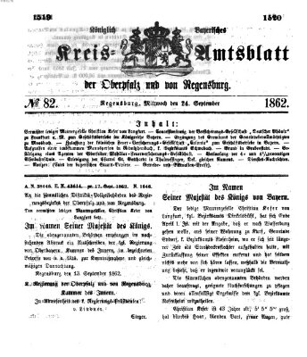 Königlich-bayerisches Kreis-Amtsblatt der Oberpfalz und von Regensburg (Königlich bayerisches Intelligenzblatt für die Oberpfalz und von Regensburg) Mittwoch 24. September 1862