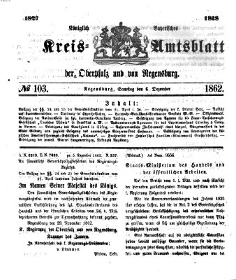 Königlich-bayerisches Kreis-Amtsblatt der Oberpfalz und von Regensburg (Königlich bayerisches Intelligenzblatt für die Oberpfalz und von Regensburg) Samstag 6. Dezember 1862