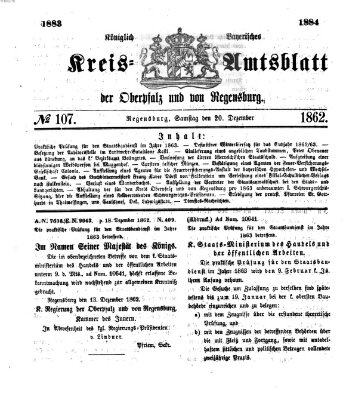 Königlich-bayerisches Kreis-Amtsblatt der Oberpfalz und von Regensburg (Königlich bayerisches Intelligenzblatt für die Oberpfalz und von Regensburg) Samstag 20. Dezember 1862