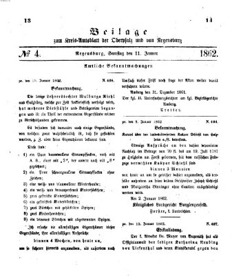 Königlich-bayerisches Kreis-Amtsblatt der Oberpfalz und von Regensburg (Königlich bayerisches Intelligenzblatt für die Oberpfalz und von Regensburg) Samstag 11. Januar 1862