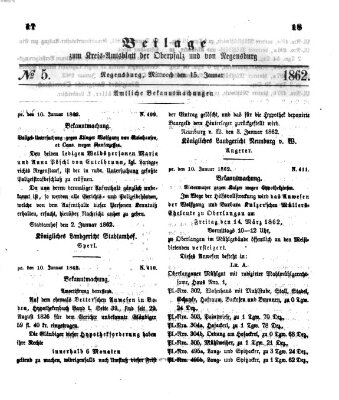 Königlich-bayerisches Kreis-Amtsblatt der Oberpfalz und von Regensburg (Königlich bayerisches Intelligenzblatt für die Oberpfalz und von Regensburg) Mittwoch 15. Januar 1862