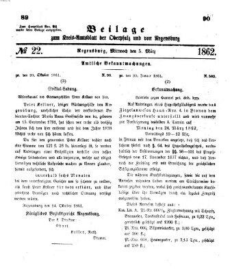 Königlich-bayerisches Kreis-Amtsblatt der Oberpfalz und von Regensburg (Königlich bayerisches Intelligenzblatt für die Oberpfalz und von Regensburg) Mittwoch 5. März 1862