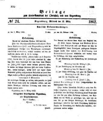 Königlich-bayerisches Kreis-Amtsblatt der Oberpfalz und von Regensburg (Königlich bayerisches Intelligenzblatt für die Oberpfalz und von Regensburg) Mittwoch 12. März 1862