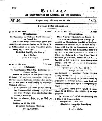 Königlich-bayerisches Kreis-Amtsblatt der Oberpfalz und von Regensburg (Königlich bayerisches Intelligenzblatt für die Oberpfalz und von Regensburg) Mittwoch 28. Mai 1862