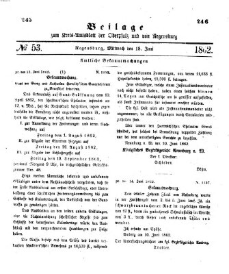 Königlich-bayerisches Kreis-Amtsblatt der Oberpfalz und von Regensburg (Königlich bayerisches Intelligenzblatt für die Oberpfalz und von Regensburg) Mittwoch 18. Juni 1862