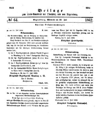 Königlich-bayerisches Kreis-Amtsblatt der Oberpfalz und von Regensburg (Königlich bayerisches Intelligenzblatt für die Oberpfalz und von Regensburg) Mittwoch 23. Juli 1862