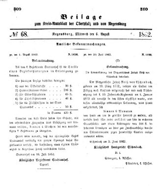 Königlich-bayerisches Kreis-Amtsblatt der Oberpfalz und von Regensburg (Königlich bayerisches Intelligenzblatt für die Oberpfalz und von Regensburg) Mittwoch 6. August 1862