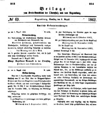 Königlich-bayerisches Kreis-Amtsblatt der Oberpfalz und von Regensburg (Königlich bayerisches Intelligenzblatt für die Oberpfalz und von Regensburg) Samstag 9. August 1862