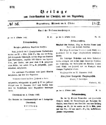 Königlich-bayerisches Kreis-Amtsblatt der Oberpfalz und von Regensburg (Königlich bayerisches Intelligenzblatt für die Oberpfalz und von Regensburg) Mittwoch 8. Oktober 1862