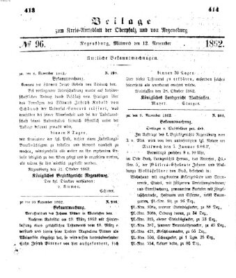 Königlich-bayerisches Kreis-Amtsblatt der Oberpfalz und von Regensburg (Königlich bayerisches Intelligenzblatt für die Oberpfalz und von Regensburg) Mittwoch 12. November 1862