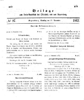 Königlich-bayerisches Kreis-Amtsblatt der Oberpfalz und von Regensburg (Königlich bayerisches Intelligenzblatt für die Oberpfalz und von Regensburg) Samstag 15. November 1862