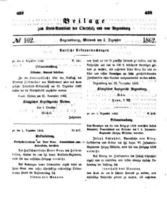 Königlich-bayerisches Kreis-Amtsblatt der Oberpfalz und von Regensburg (Königlich bayerisches Intelligenzblatt für die Oberpfalz und von Regensburg) Mittwoch 3. Dezember 1862