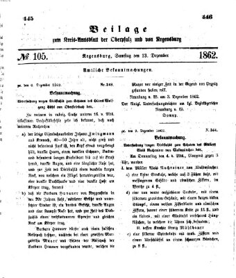 Königlich-bayerisches Kreis-Amtsblatt der Oberpfalz und von Regensburg (Königlich bayerisches Intelligenzblatt für die Oberpfalz und von Regensburg) Samstag 13. Dezember 1862