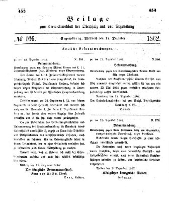 Königlich-bayerisches Kreis-Amtsblatt der Oberpfalz und von Regensburg (Königlich bayerisches Intelligenzblatt für die Oberpfalz und von Regensburg) Mittwoch 17. Dezember 1862