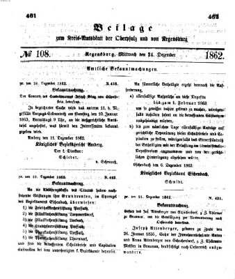 Königlich-bayerisches Kreis-Amtsblatt der Oberpfalz und von Regensburg (Königlich bayerisches Intelligenzblatt für die Oberpfalz und von Regensburg) Mittwoch 24. Dezember 1862