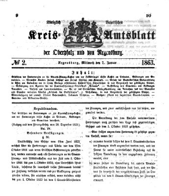 Königlich-bayerisches Kreis-Amtsblatt der Oberpfalz und von Regensburg (Königlich bayerisches Intelligenzblatt für die Oberpfalz und von Regensburg) Mittwoch 7. Januar 1863