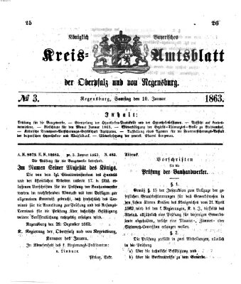 Königlich-bayerisches Kreis-Amtsblatt der Oberpfalz und von Regensburg (Königlich bayerisches Intelligenzblatt für die Oberpfalz und von Regensburg) Samstag 10. Januar 1863