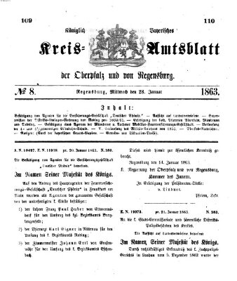 Königlich-bayerisches Kreis-Amtsblatt der Oberpfalz und von Regensburg (Königlich bayerisches Intelligenzblatt für die Oberpfalz und von Regensburg) Mittwoch 28. Januar 1863