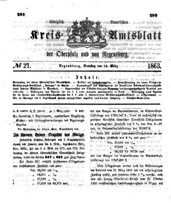 Königlich-bayerisches Kreis-Amtsblatt der Oberpfalz und von Regensburg (Königlich bayerisches Intelligenzblatt für die Oberpfalz und von Regensburg) Samstag 14. März 1863