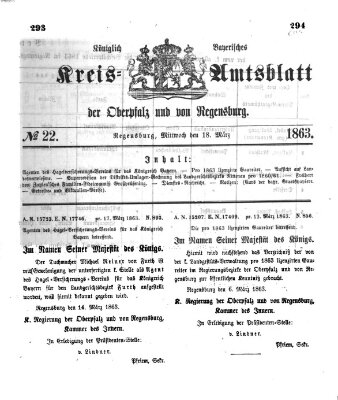 Königlich-bayerisches Kreis-Amtsblatt der Oberpfalz und von Regensburg (Königlich bayerisches Intelligenzblatt für die Oberpfalz und von Regensburg) Mittwoch 18. März 1863