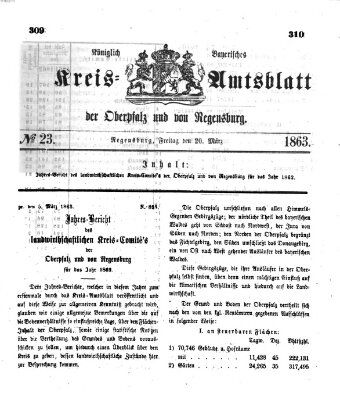 Königlich-bayerisches Kreis-Amtsblatt der Oberpfalz und von Regensburg (Königlich bayerisches Intelligenzblatt für die Oberpfalz und von Regensburg) Freitag 20. März 1863