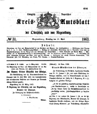 Königlich-bayerisches Kreis-Amtsblatt der Oberpfalz und von Regensburg (Königlich bayerisches Intelligenzblatt für die Oberpfalz und von Regensburg) Samstag 11. April 1863