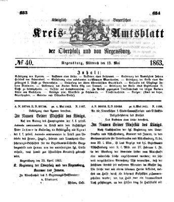 Königlich-bayerisches Kreis-Amtsblatt der Oberpfalz und von Regensburg (Königlich bayerisches Intelligenzblatt für die Oberpfalz und von Regensburg) Mittwoch 13. Mai 1863