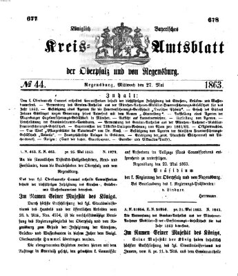 Königlich-bayerisches Kreis-Amtsblatt der Oberpfalz und von Regensburg (Königlich bayerisches Intelligenzblatt für die Oberpfalz und von Regensburg) Mittwoch 27. Mai 1863