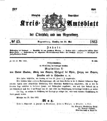 Königlich-bayerisches Kreis-Amtsblatt der Oberpfalz und von Regensburg (Königlich bayerisches Intelligenzblatt für die Oberpfalz und von Regensburg) Samstag 30. Mai 1863